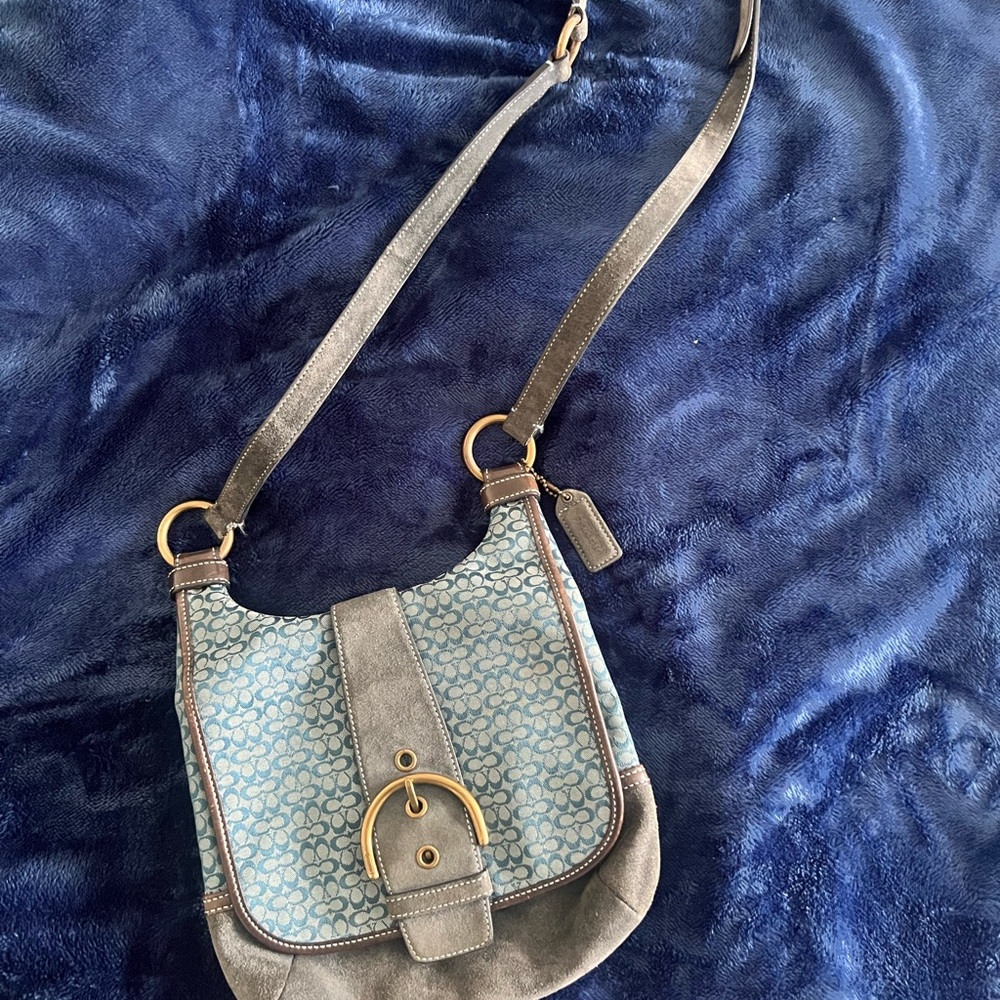 Coach Blue and Gray Crossbody Bag